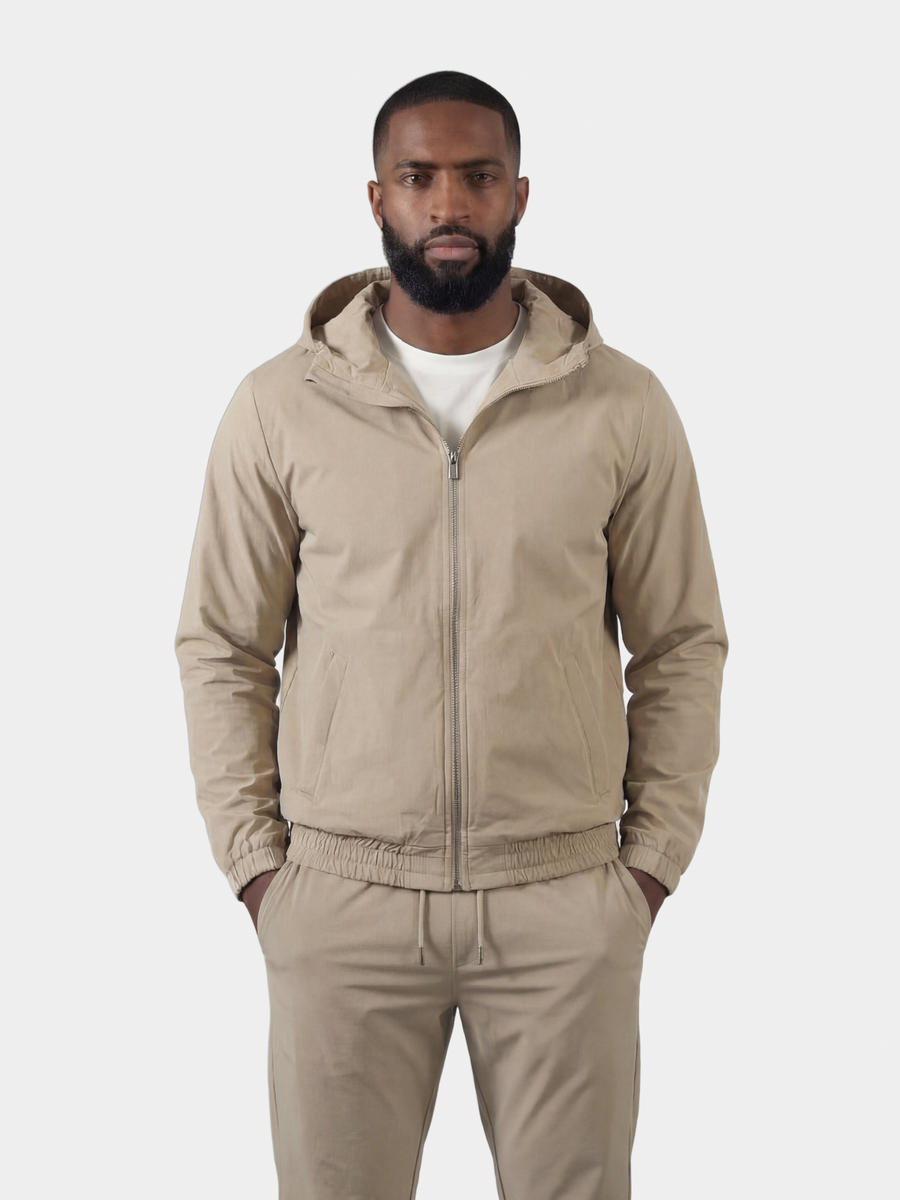BEIGE HOODED TECH SUIT