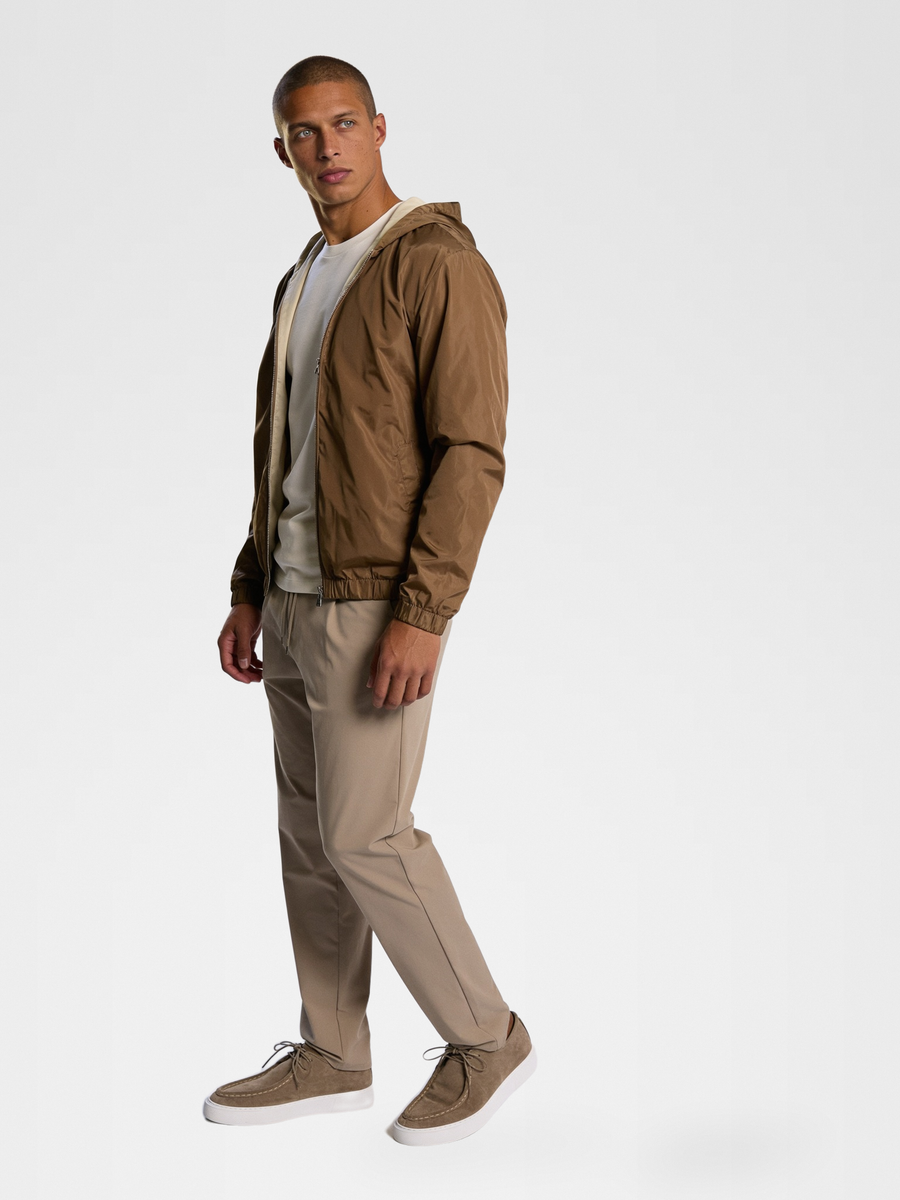 PREMIUM TAUPE HOODED JACKET