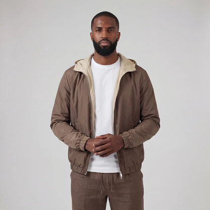 PREMIUM TAUPE HOODED JACKET