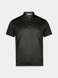 BLACK MERCERISED POLO