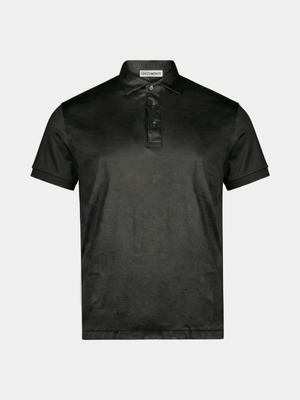 BLACK MERCERISED POLO