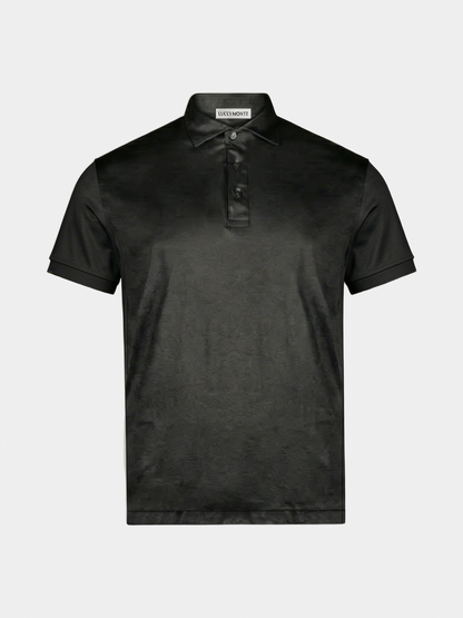 Black Mercerised Polo 3:4