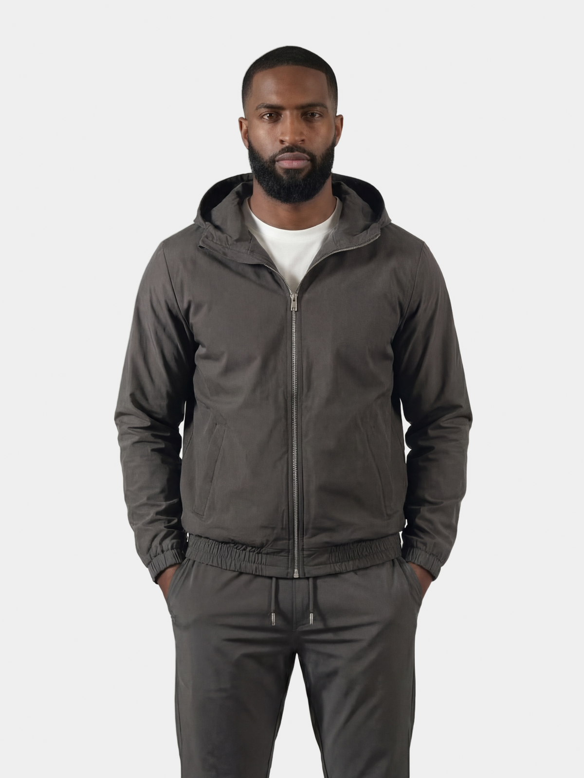 DARK GREY HOODED TECH SUIT