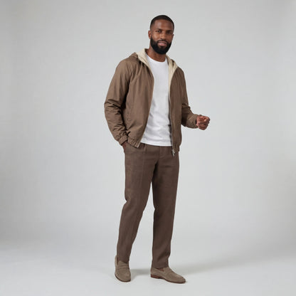 PREMIUM TAUPE HOODED JACKET