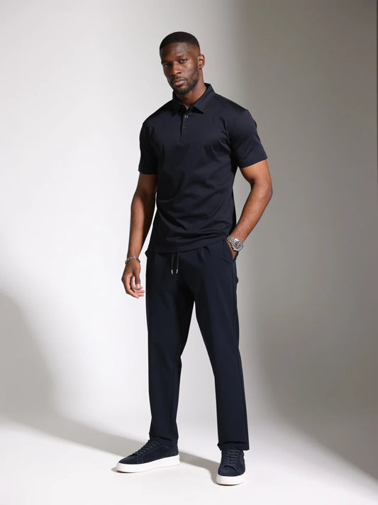 NAVY MERCERISED POLO