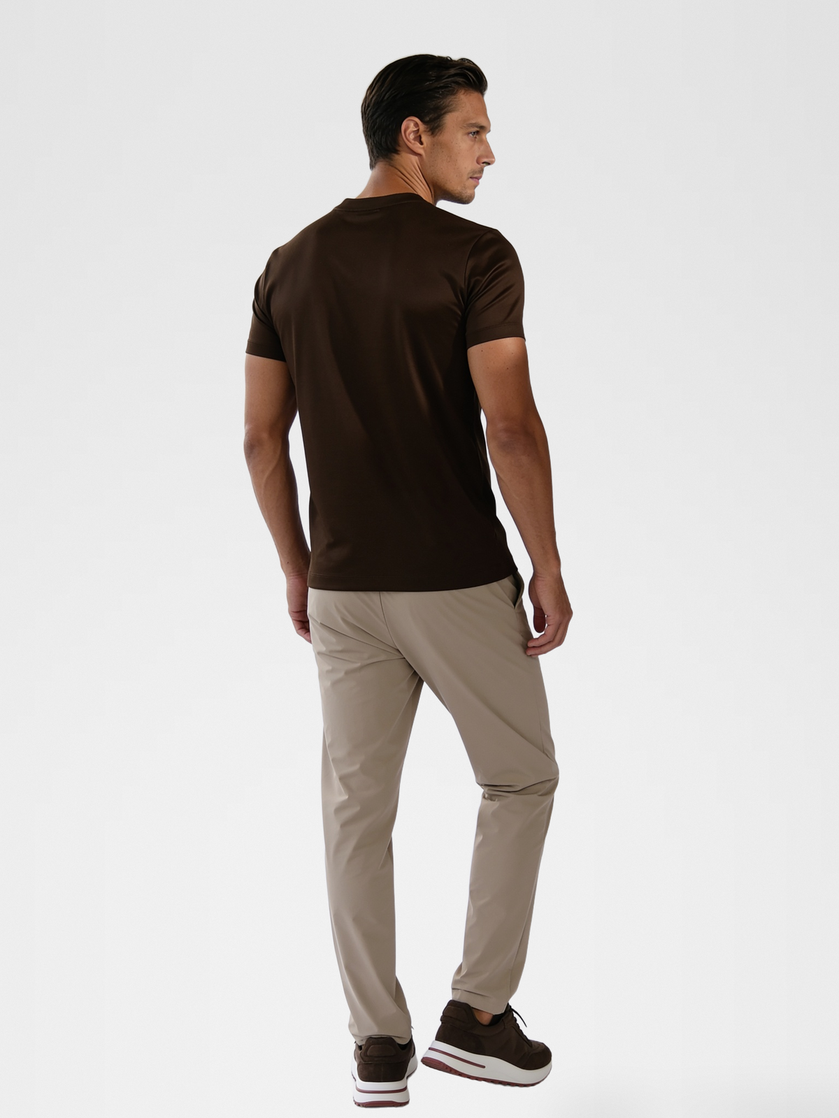 lp brown shoe, beige urbanpants, espresso imperial tee — european2 — Back View