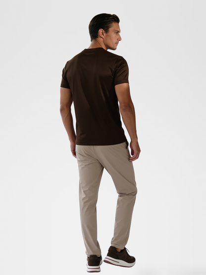 lp brown shoe, beige urbanpants, espresso imperial tee — european2 — Back View
