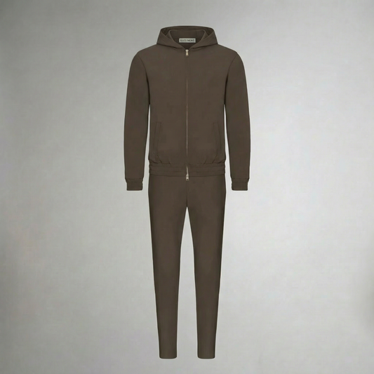 HOODED BROWN TECH SUIT