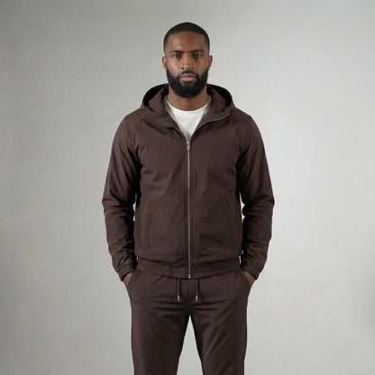 HOODED BROWN TECH SUIT
