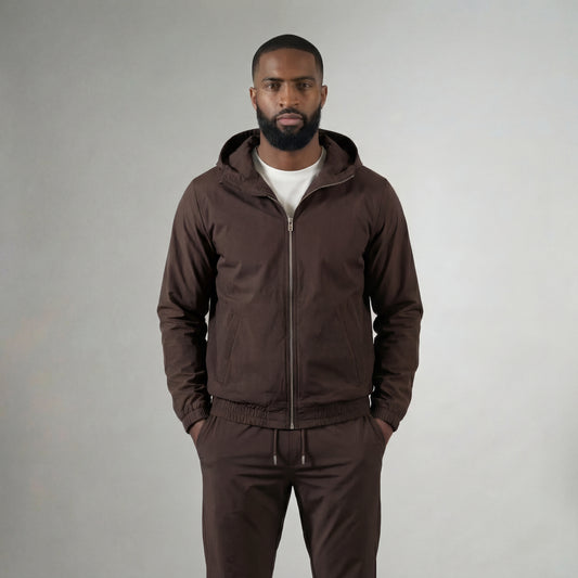 HOODED BROWN TECH SUIT
