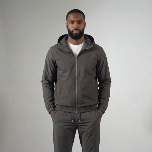 HOODED DARK GREY TECH SUIT