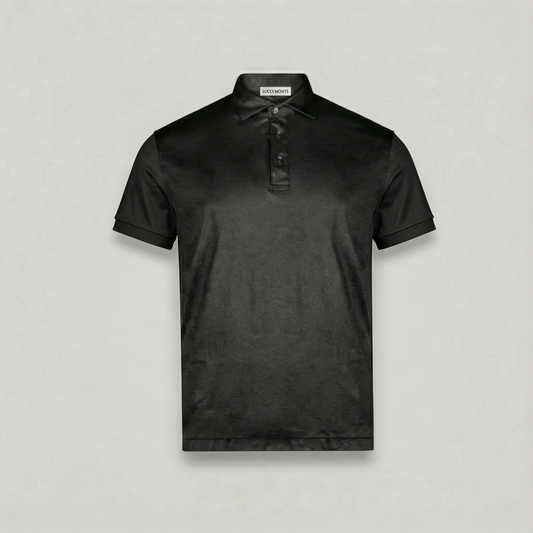 BLACK MERCERISED POLO