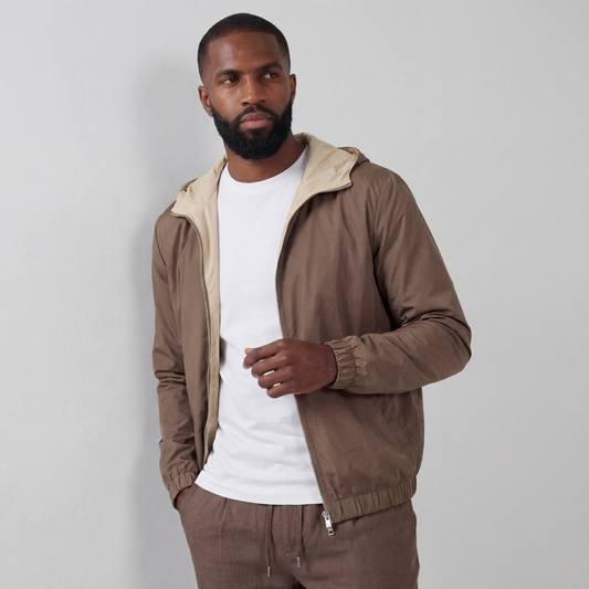 PREMIUM TAUPE HOODED JACKET