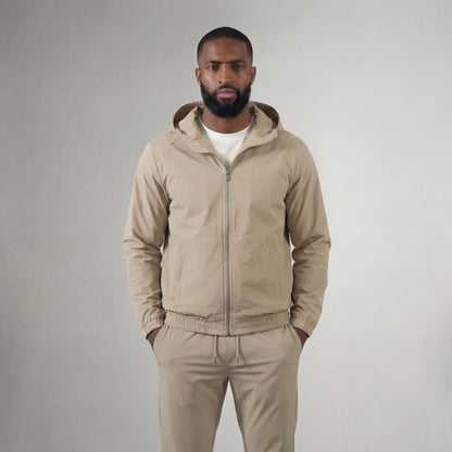 HOODED BEIGE TECH SUIT