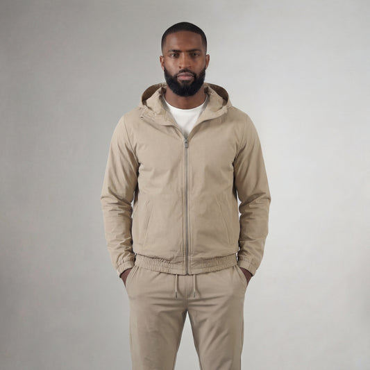 HOODED BEIGE TECH SUIT