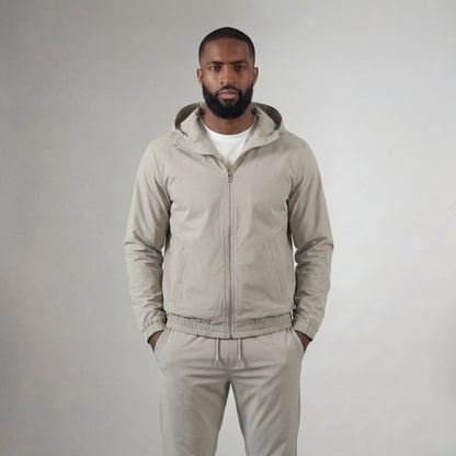 HOODED LIGHT GREY TECH SUIT
