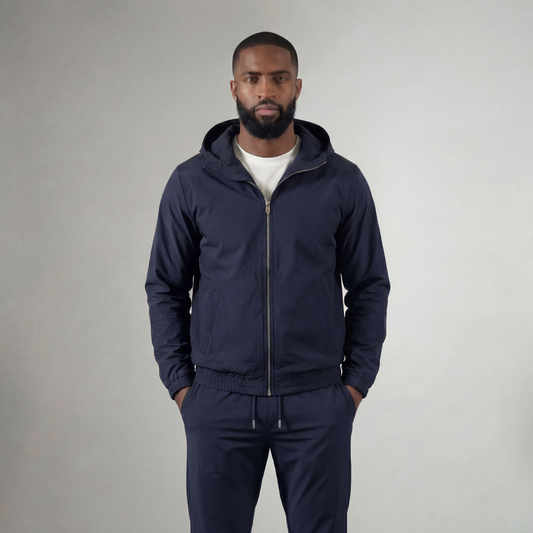 HOODED NAVY TECH SUIT