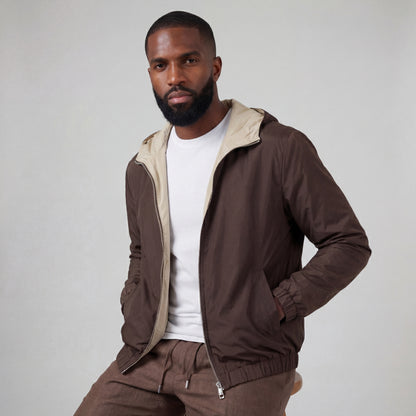 PREMIUM BROWN HOODED JACKET