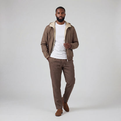 PREMIUM TAUPE HOODED JACKET