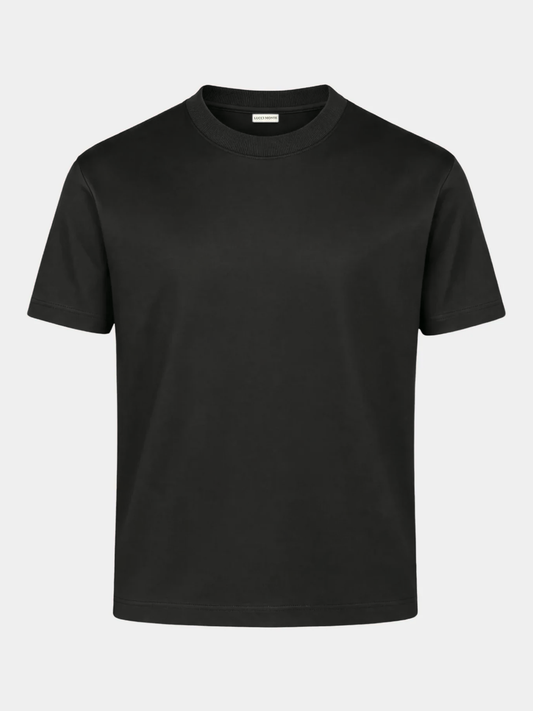 black mercerised shirt — packshot