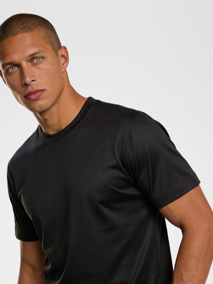 black urbanpants, black imperial tee, lp black shoe — lightskin_model — Close Front