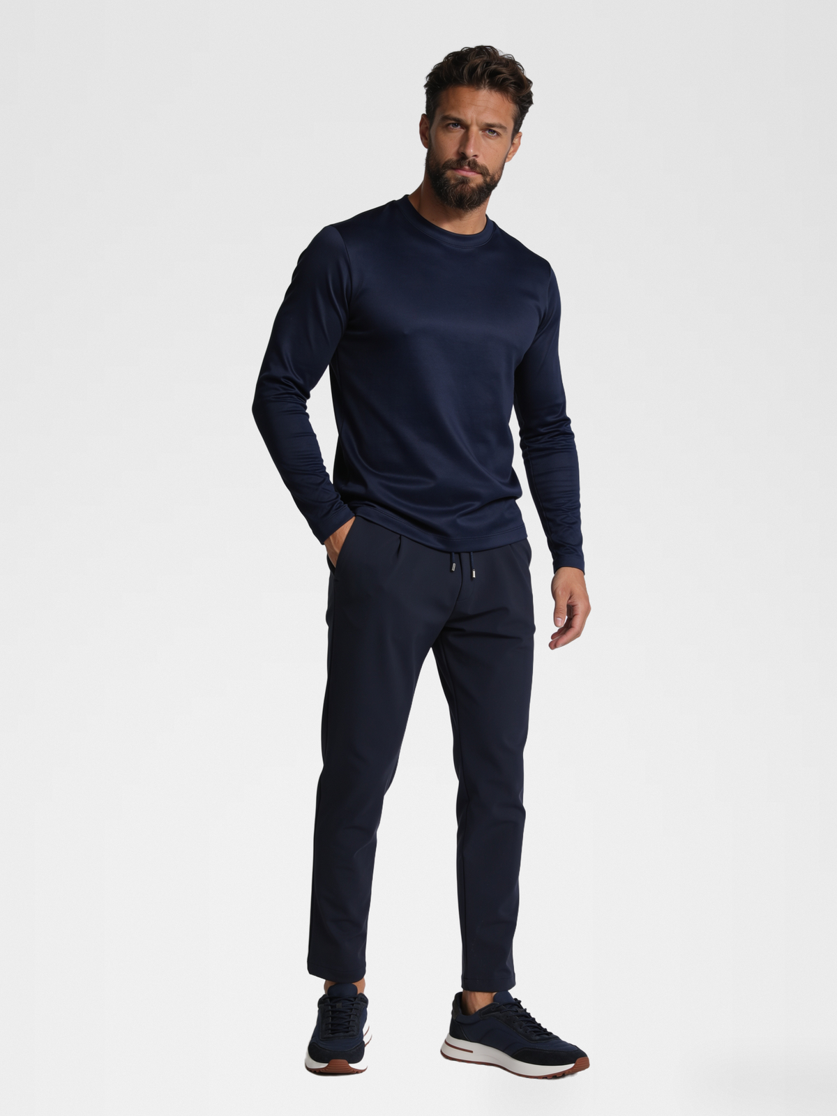 NAVY MERCERISED LONGSLEEVE