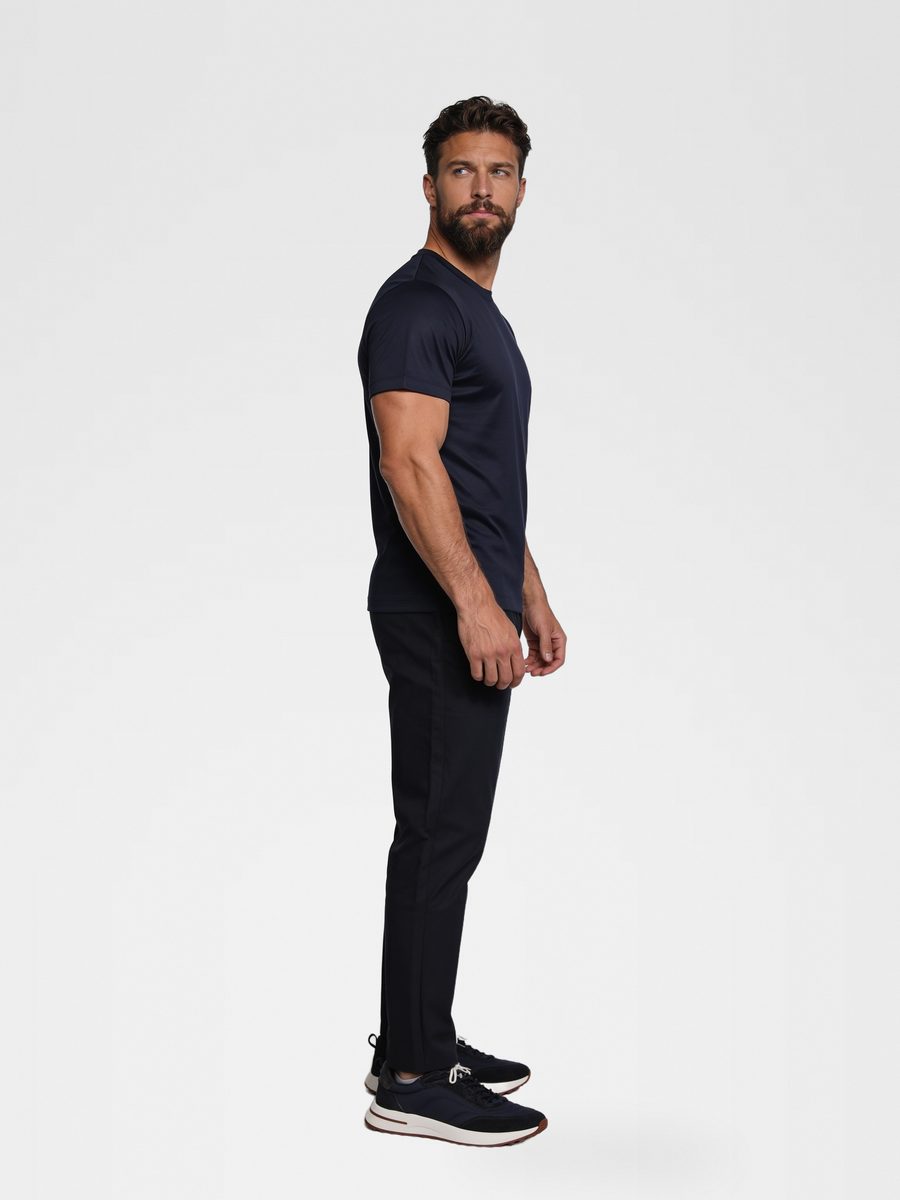 NAVY MERCERISED SHIRT