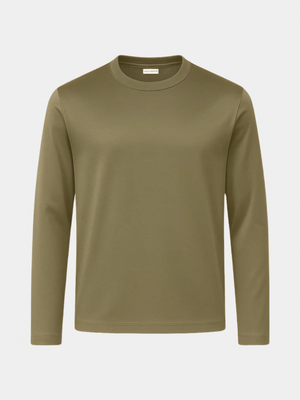 OLIVE MERCERISIERTER GLANZPULLOVER