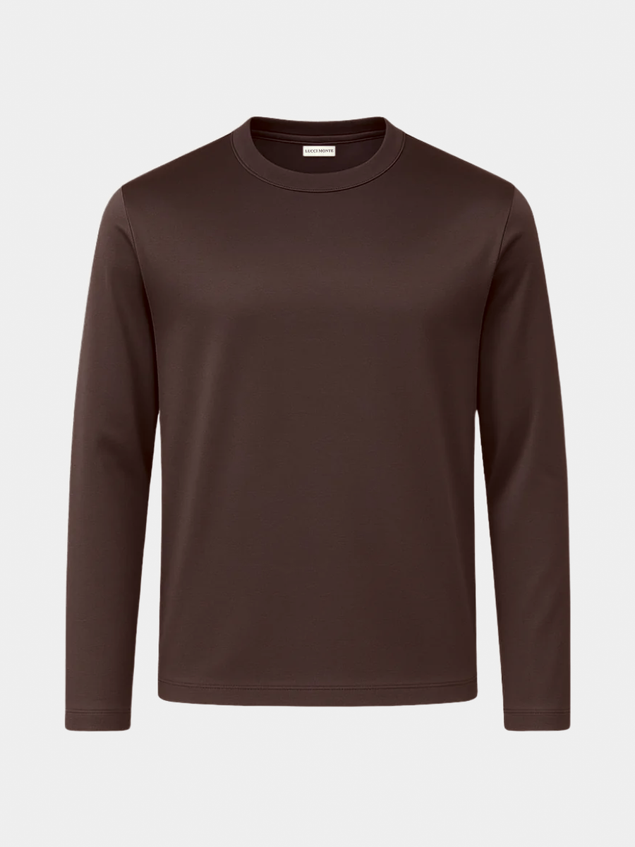 BROWN MERCERISED GLANZ PULLOVER